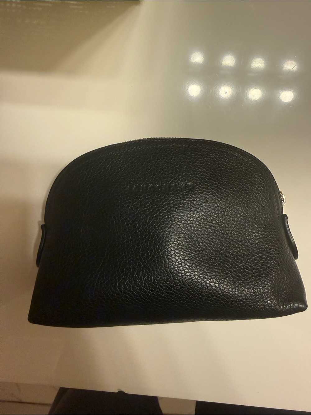 Authentic  Women’s Black Small  Leather LeFoulonne  cosmetic pouch